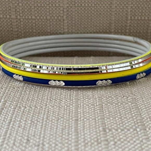 Glass Bangle Multi Color Bracelet Wrist Band Bangles Set of 4 - Picture 6 of 11